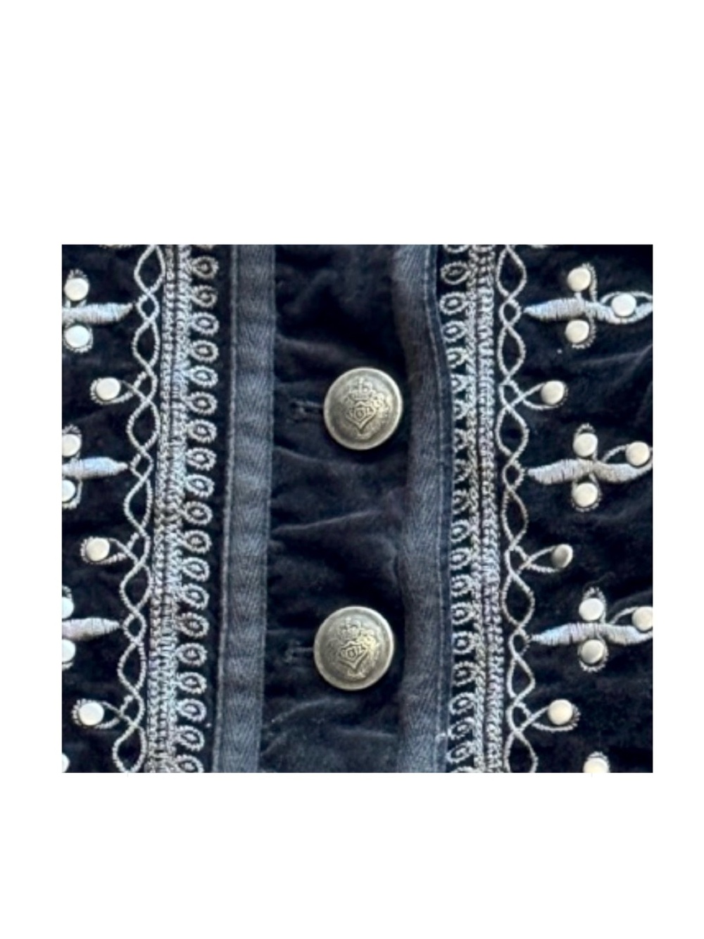 🦋 Free People Maven Embroidered Stretch-Velvet Jacket In Black - Picture 6 of 15